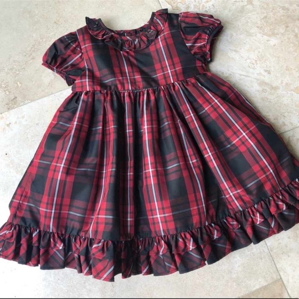 *RELISTED* Ralph Lauren Red & Black Plaid Dress & Bloomers Girl’s Size 12 Months - Picture 2 of 9